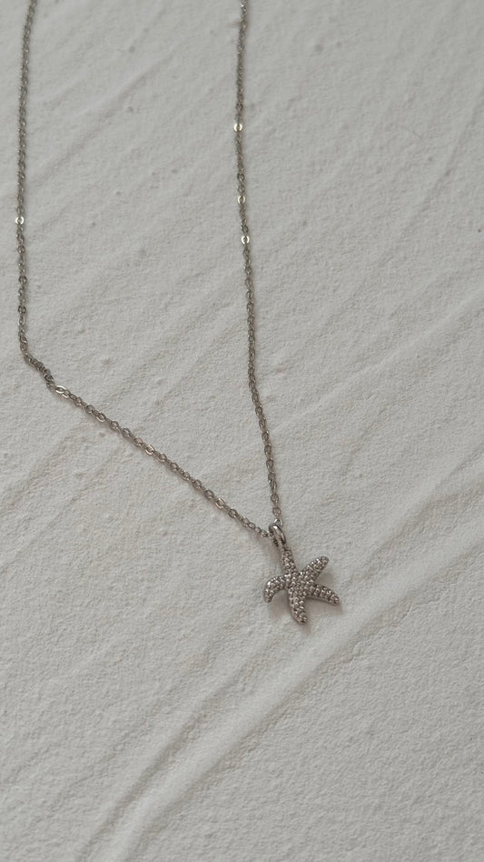 Silvery Starfish Necklace