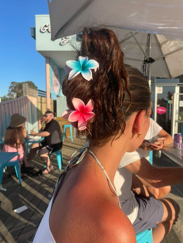 Frosted Blue Frangipani Clip