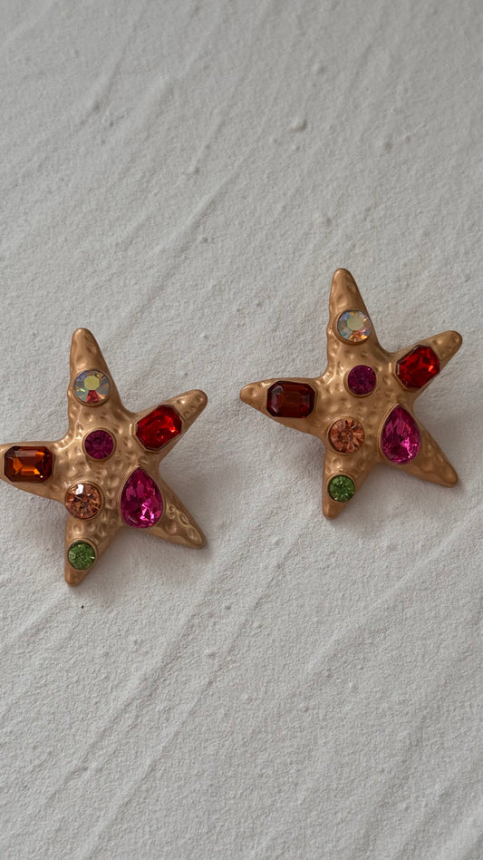 Rhinestone Starfish Earrings