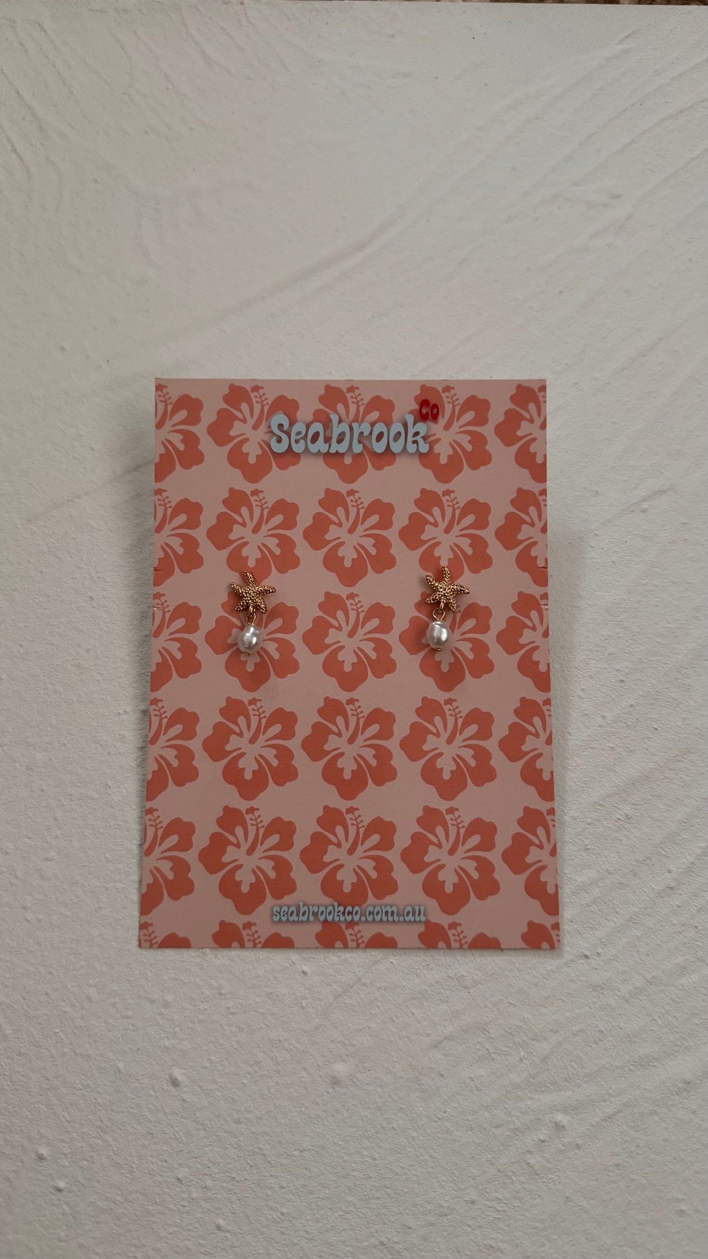 Mini Starfish Faux Pearl Earrings