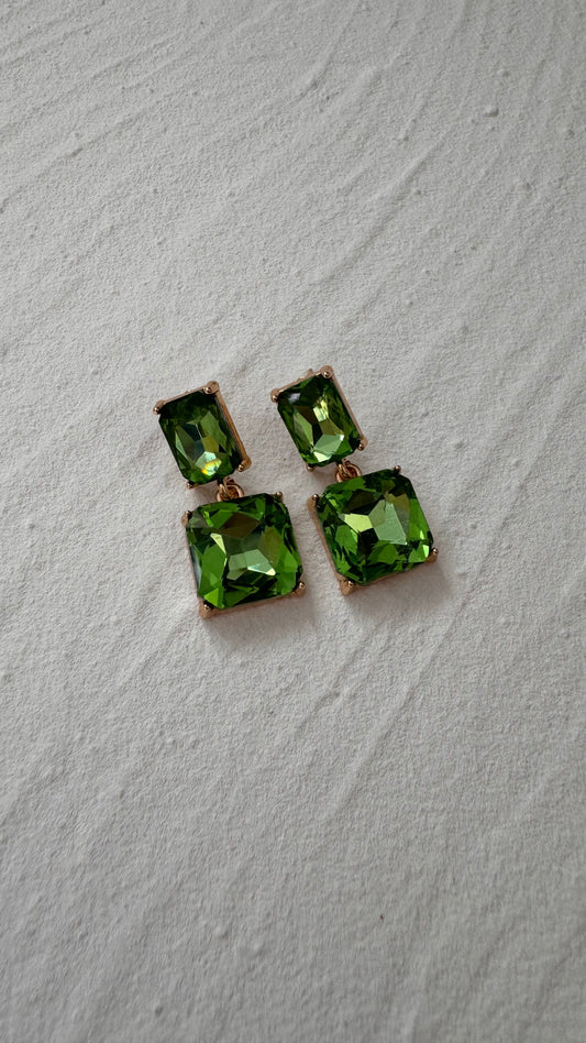 Green Rhinestone Dangles