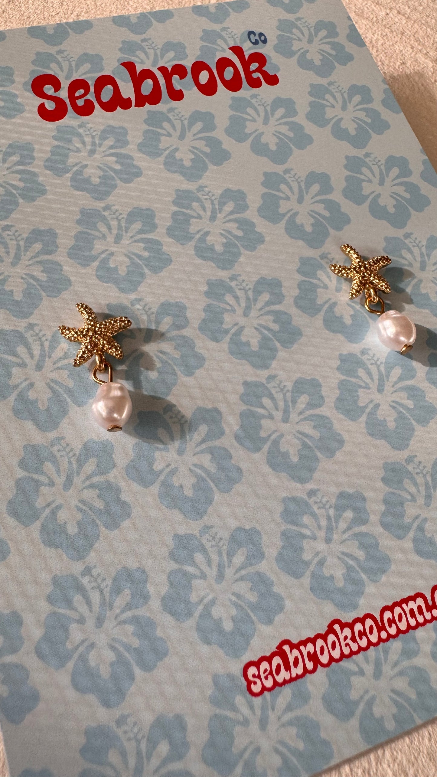 Mini Starfish Pearl Earrings