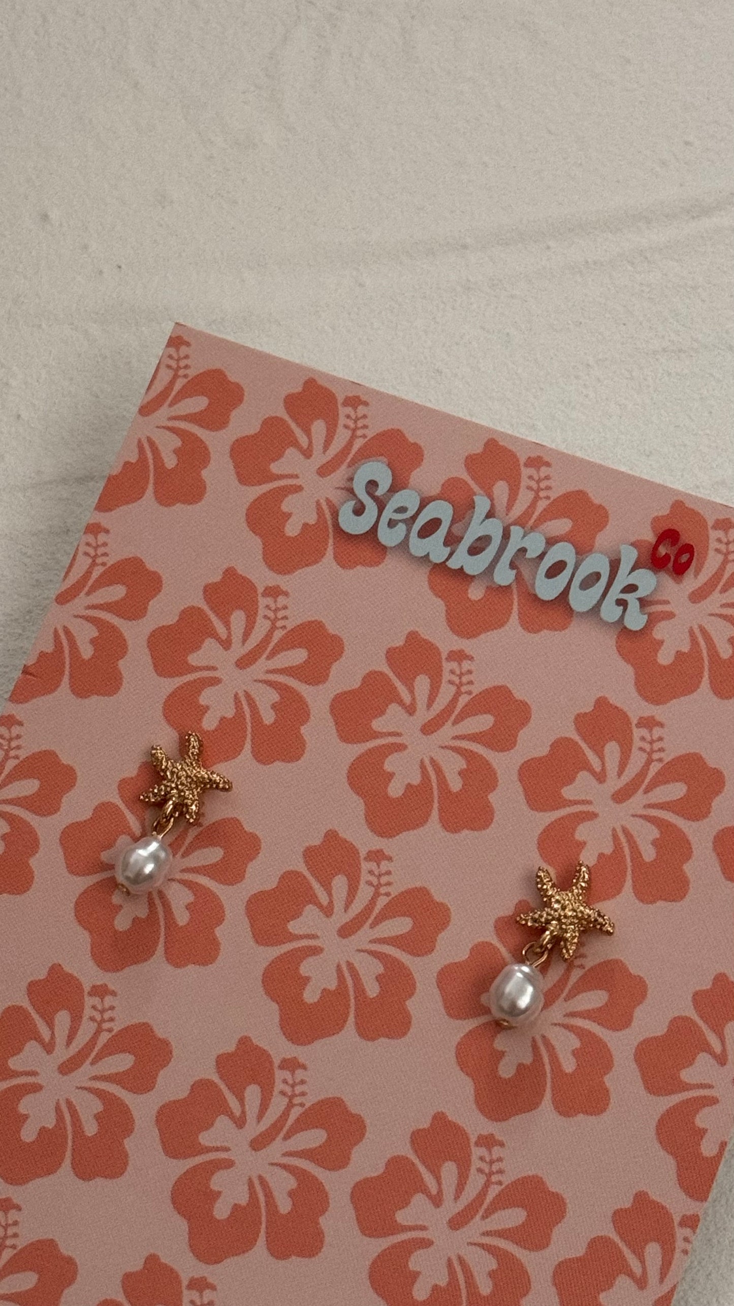 Mini Starfish Faux Pearl Earrings
