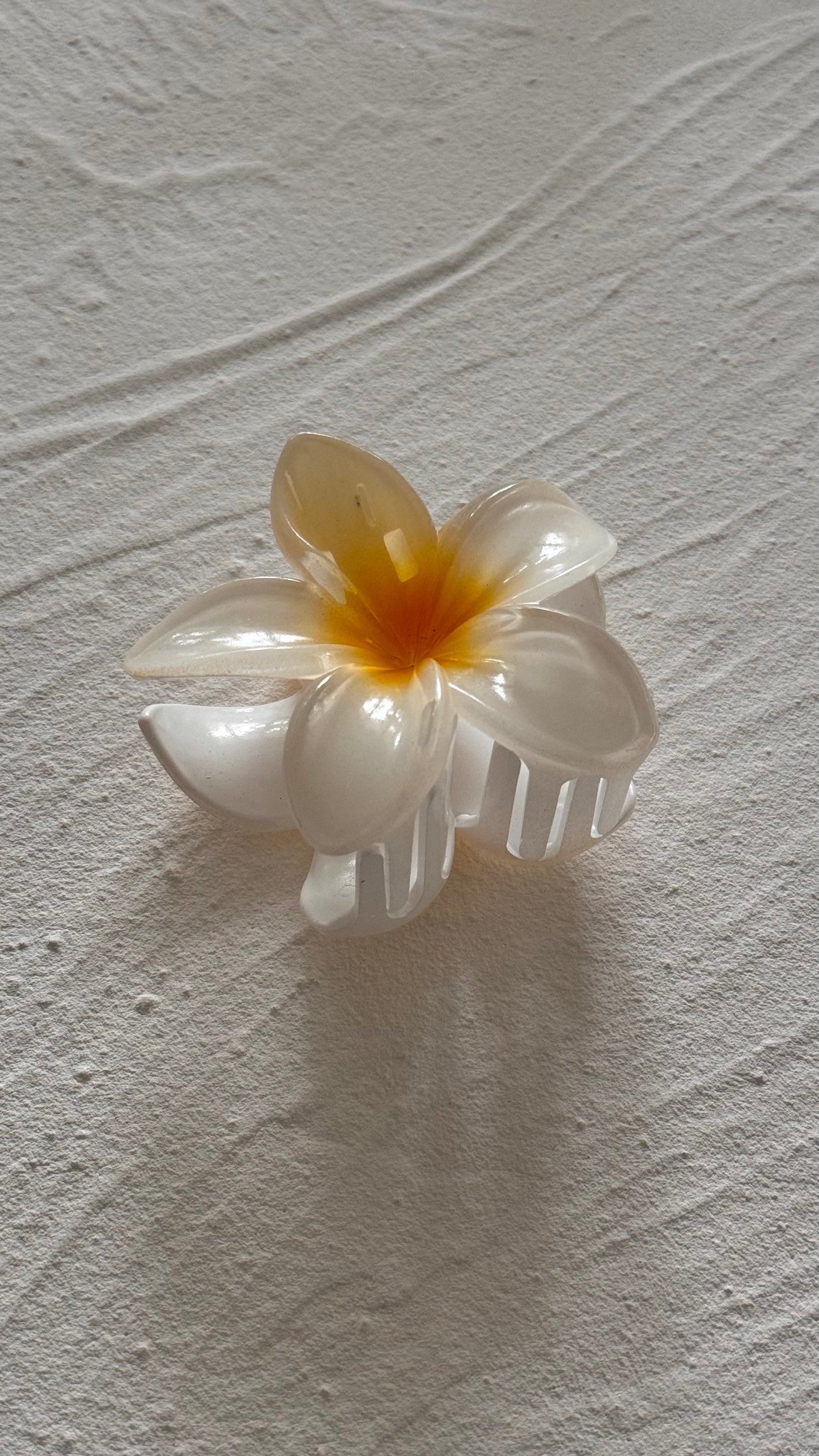 Frangipani Clip White/Burnt Yellow