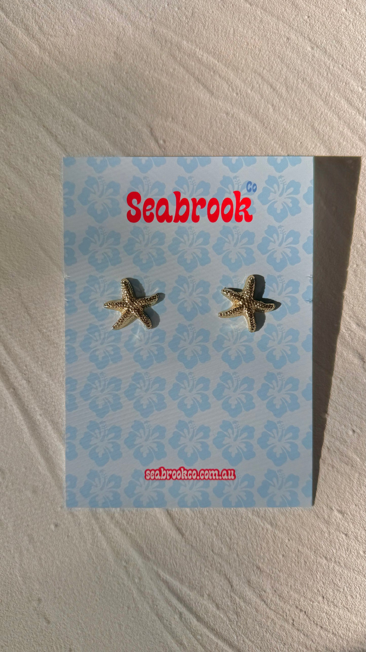 Textured Golden Starfish Earrings