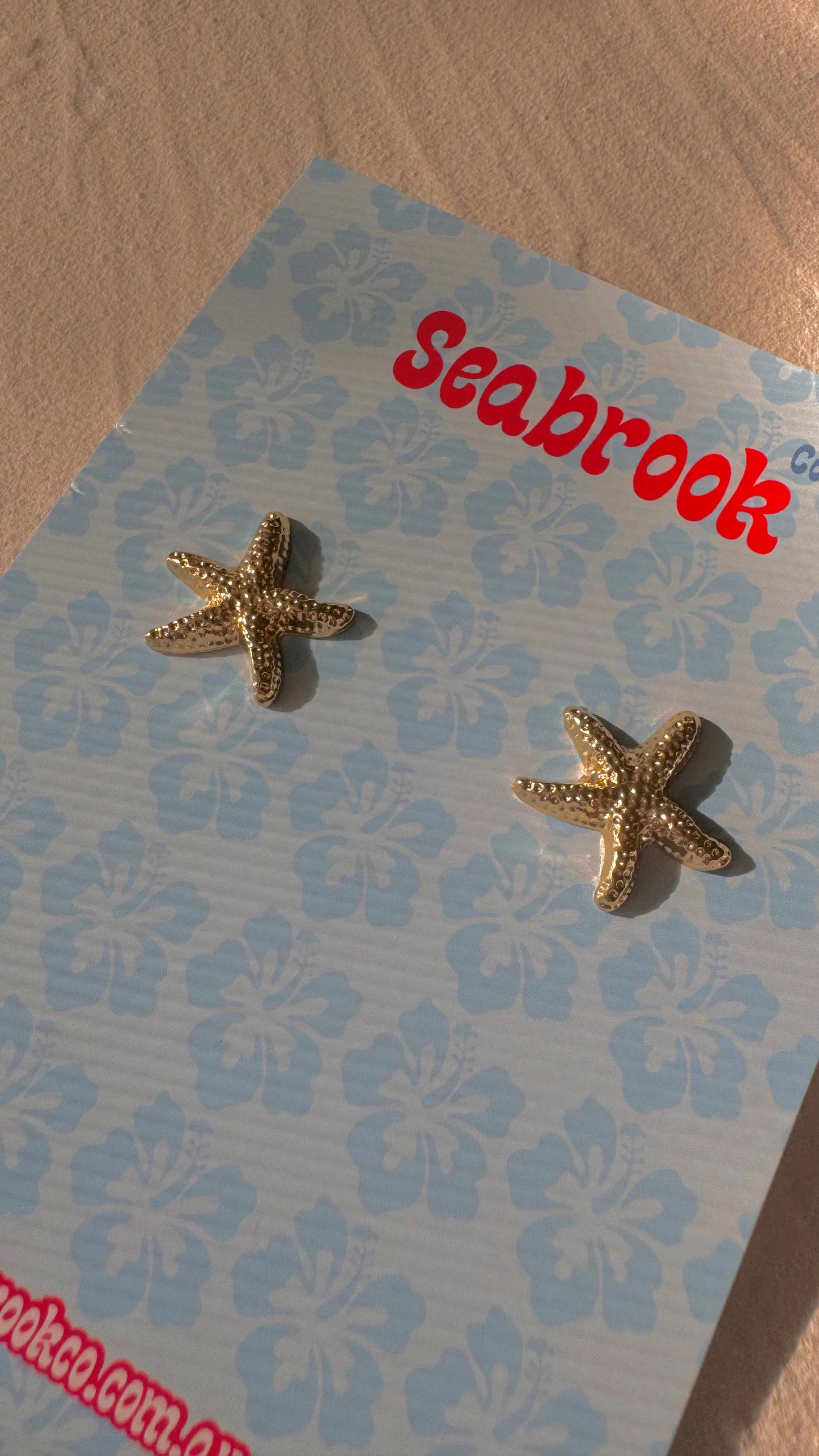 Textured Golden Starfish Earrings