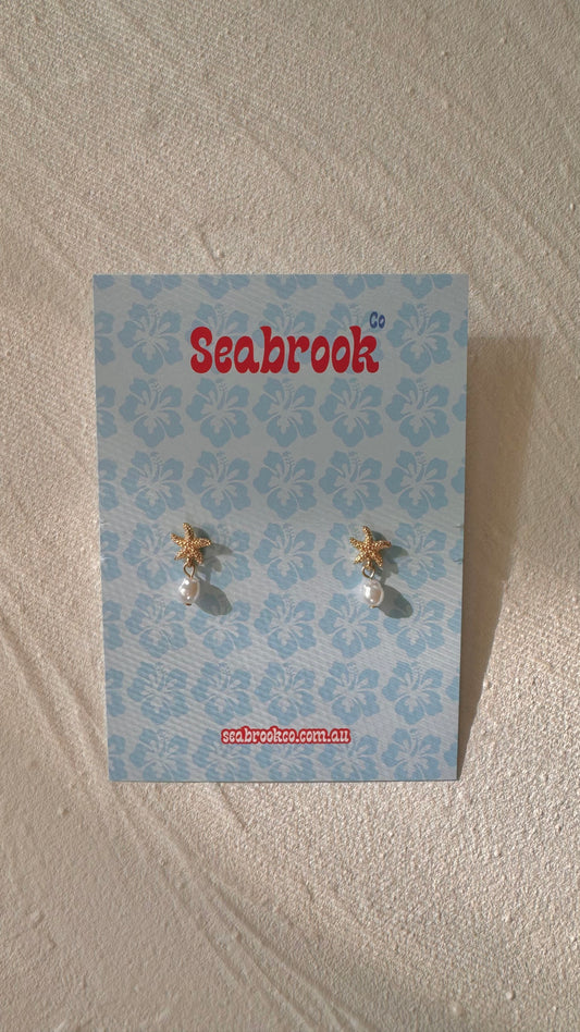Mini Starfish Pearl Earrings